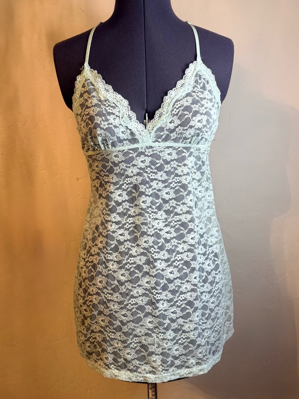 Delicate Lace Chemise Slip in Light Mint — Women’s Intimates